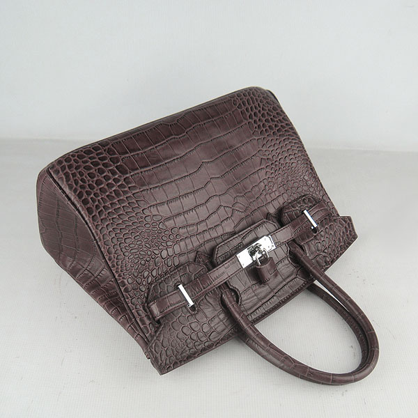 Replica Hermes Birkin 30cm Crocodile Veins Bag Dark Coffee 6088 On Sale - Click Image to Close